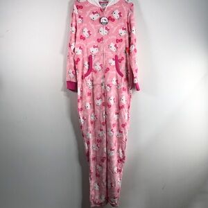 Hello Kitty by Sanrio One Piece Hooded Sleeper, Teen Girl's Size L 12/14 - Pink
